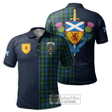 Lyon Tartan Polo Shirt Alba with Scottish Lion Royal Arm Half Style Kid - Tartan Vibes Clothing