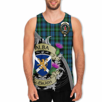 Lyon Tartan Family Crest Men's Tank Top Lion Rampant Royal Thistle Shield Celtic Inspired Men - Tartan Vibes Clothing