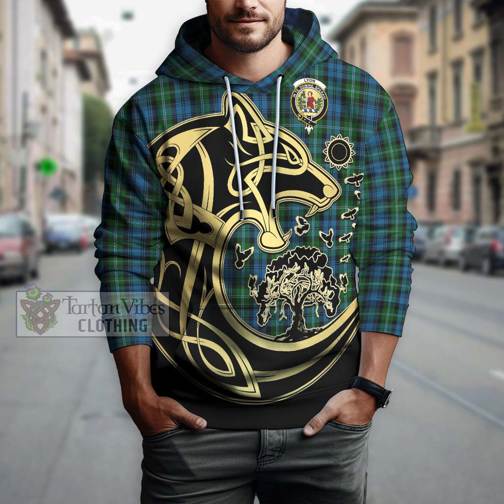 Lyon Tartan Hoodie with Family Crest Celtic Wolf Style Zip Hoodie - Tartan Vibes Clothing