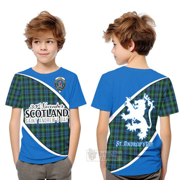 Lyon Family Crest Tartan Kid T-Shirt Celebrate Saint Andrew's Day in Style Youth XL Size14 - Tartan Vibes Clothing