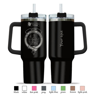 Lyon Clan Crest Engraved Tumbler with Handle 40 OZ - 2D-tartanvibesclothing