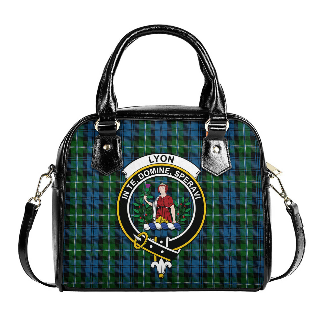 Lyon Tartan Shoulder Handbags with Family Crest One Size 9*21*24 cm (3.54*8.27*9.45 inches) - Tartan Vibes Clothing