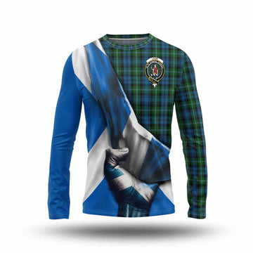 Lyon Tartan Long Sleeve T-Shirt with Family Crest Scotland Patriotic Style Unisex - Tartan Vibes Clothing