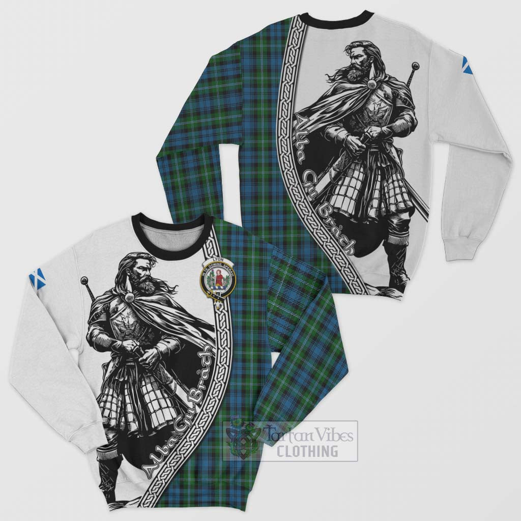 Lyon Tartan Clan Crest Sweatshirt with Highlander Warrior Celtic Style Unisex - Tartan Vibes Clothing
