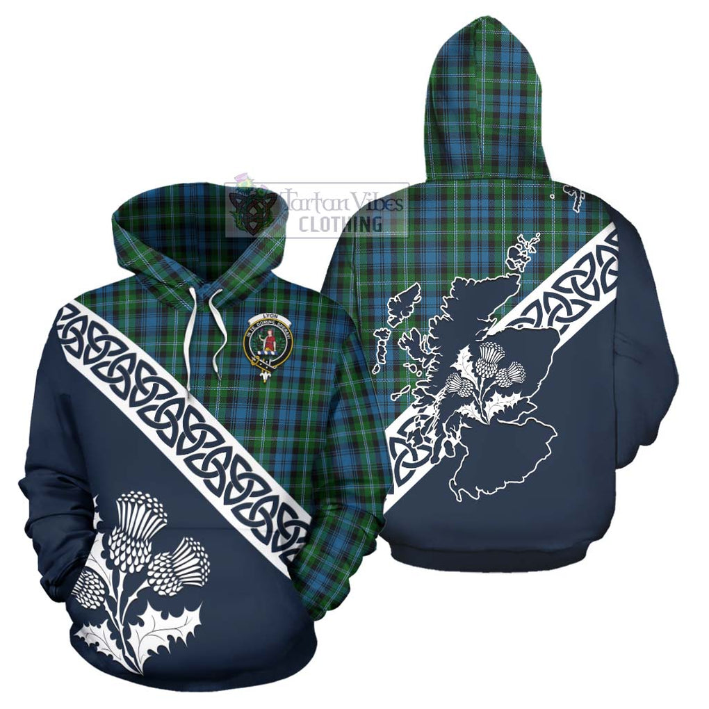Lyon Tartan Hoodie Featuring Thistle and Scotland Map Zip Hoodie - Tartan Vibes Clothing