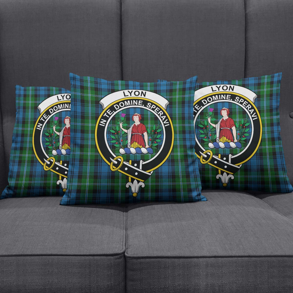 Lyon Tartan Pillow Cover with Family Crest Rectangle Pillow Cover 51*91cm - Tartan Vibes Clothing