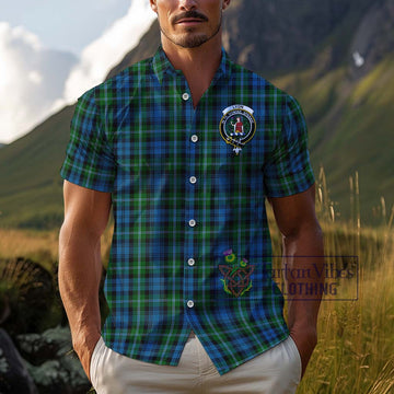Lyon Tartan Cotton Hawaiian Shirt with Family Crest Kid - Tartan Vibes Clothing