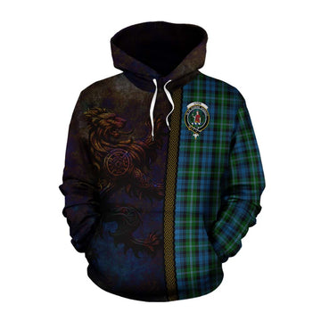Tartan Vibes Clothing Lyon Tartan Family Crest Cotton Hoodie Alba Gu Brath Be Brave Lion Ancient Style