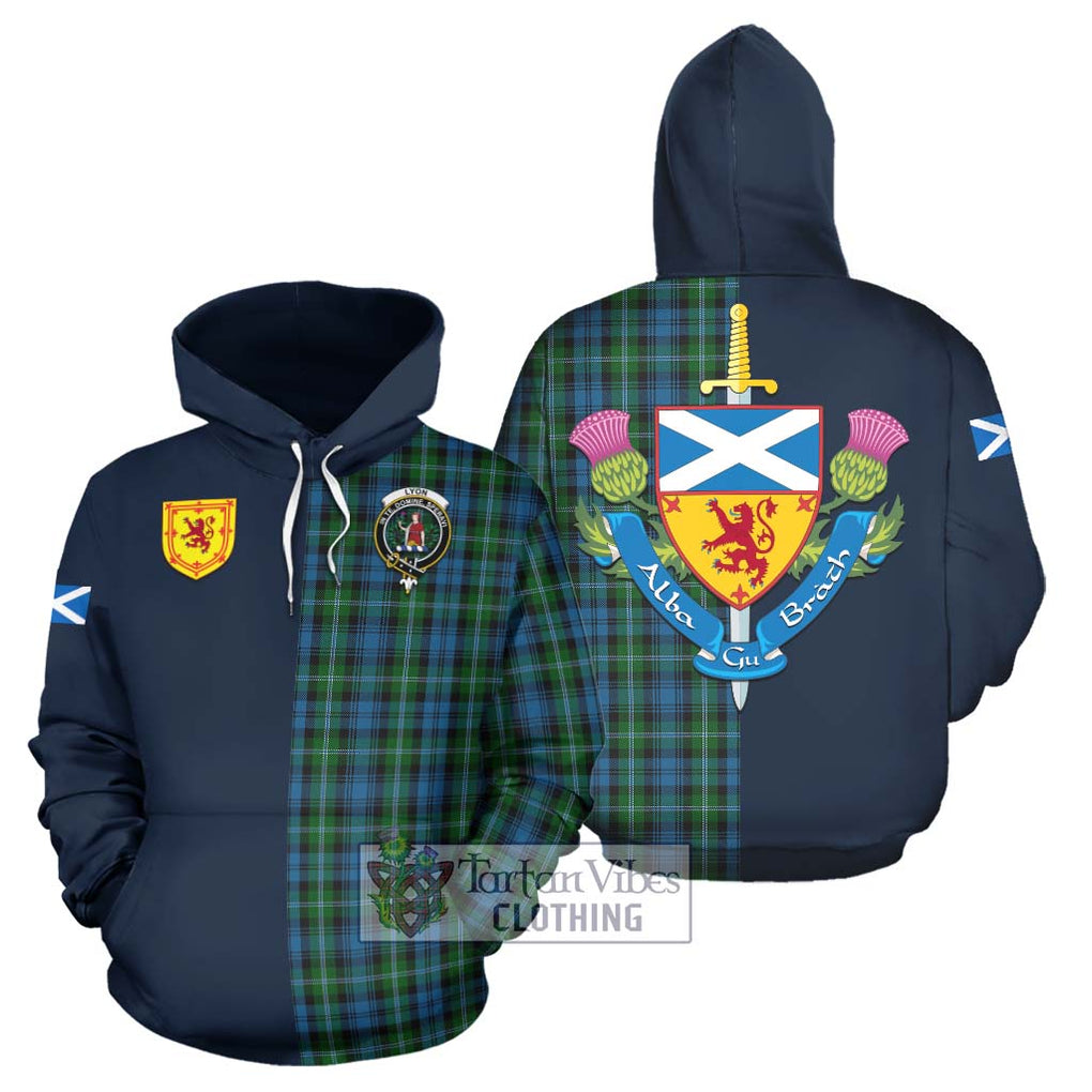 Lyon Tartan Hoodie Alba with Scottish Lion Royal Arm Half Style Zip Hoodie - Tartan Vibes Clothing