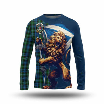Lyon Tartan Family Crest Long Sleeve T-Shirt with Scottish Majestic Lion Unisex - Tartan Vibes Clothing