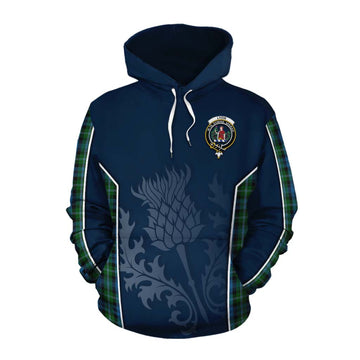 Tartan Vibes Clothing Lyon Tartan Cotton Hoodie with Family Crest and Scottish Thistle Vibes Sport Style