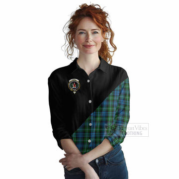 Lyon Tartan Women's Casual Shirt with Family Crest and Military Logo Style Female - Tartan Vibes Clothing
