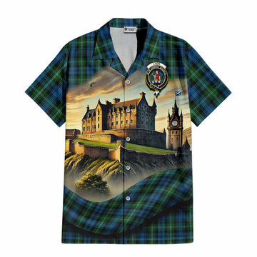 Lyon Tartan Family Crest Hawaiian Shirt with Scottish Ancient Castle Style Kid - Tartan Vibes Clothing