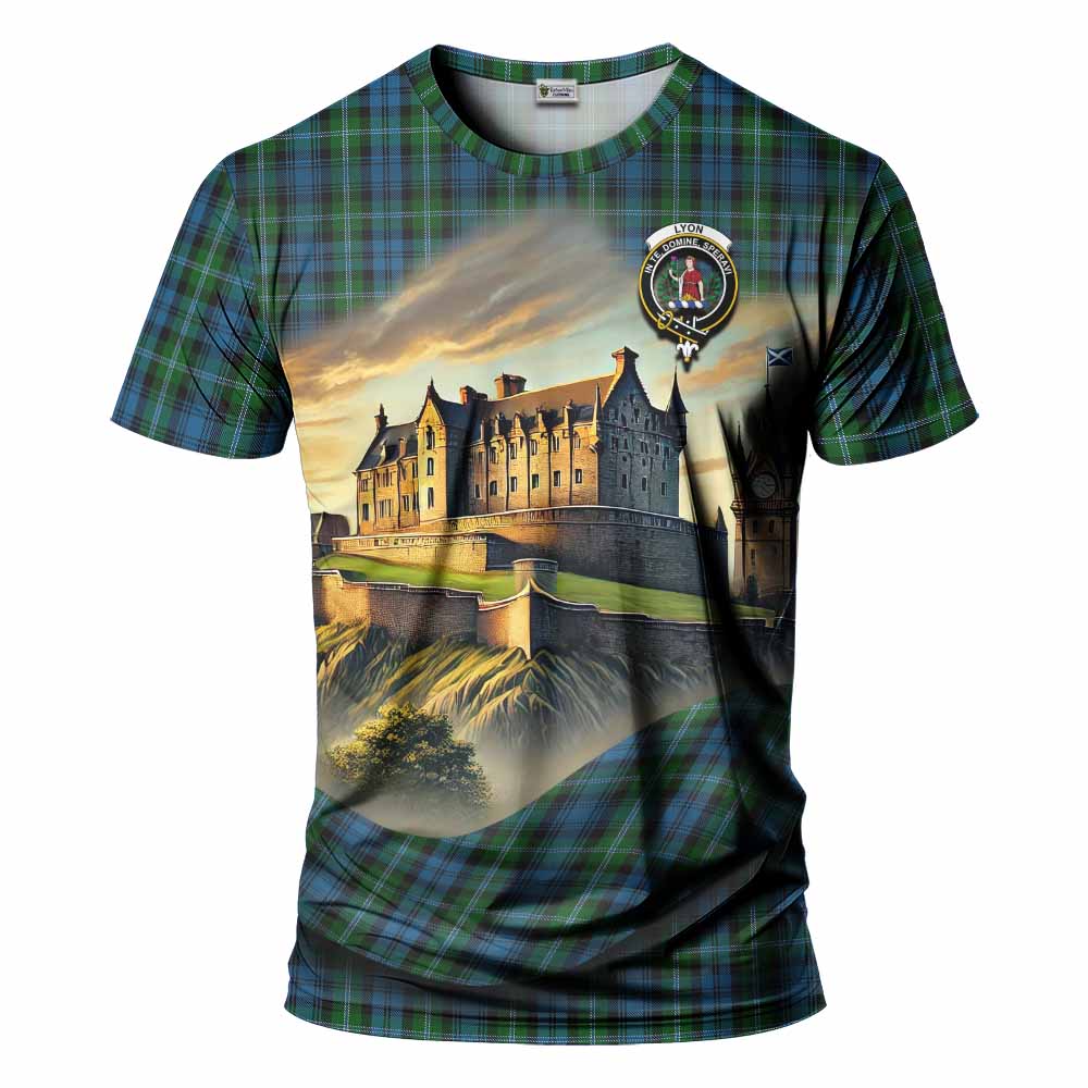 Tartan Vibes Clothing Lyon Tartan Family Crest T-Shirt with Scottish Ancient Castle Stype