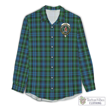 Lyon Tartan Women's Casual Shirt with Family Crest Female - Tartan Vibes Clothing
