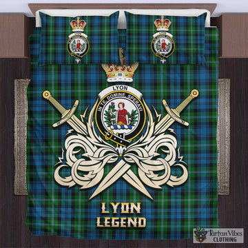 Lyon Tartan Bedding Set with Clan Crest and the Golden Sword of Courageous Legacy