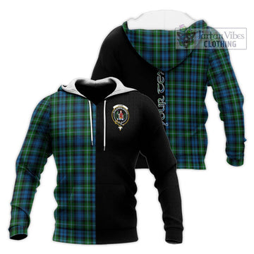 Lyon Tartan Knitted Hoodie with Family Crest and Half Of Me Style Unisex Knitted Pullover Hoodie - Tartan Vibes Clothing