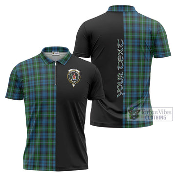 Lyon Tartan Zipper Polo Shirt with Family Crest and Half Of Me Style Unisex - Tartan Vibes Clothing