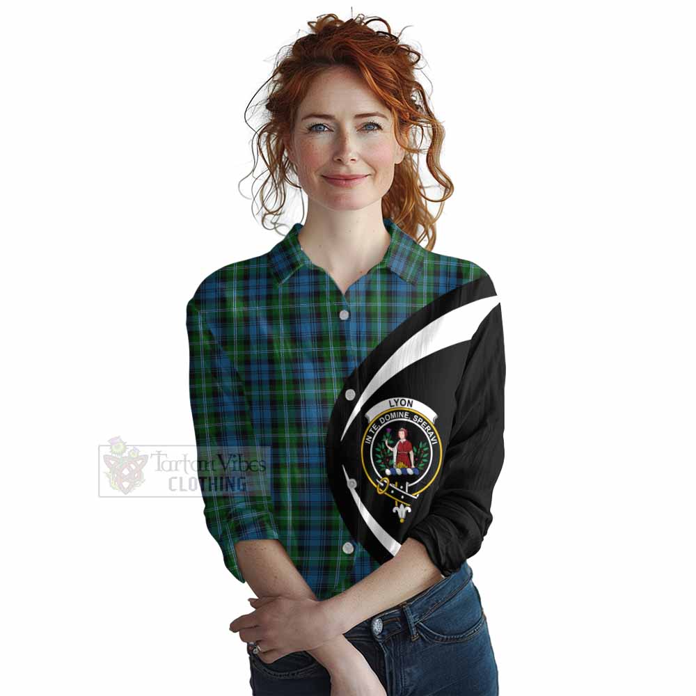 Lyon Tartan Women's Casual Shirt with Family Crest Circle Style Female - Tartan Vibes Clothing