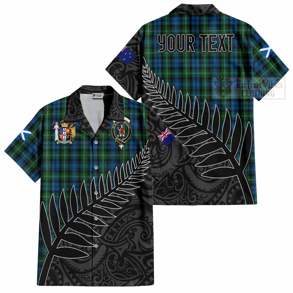 Lyon Crest Tartan Hawaiian Shirt with New Zealand Silver Fern Half Style Kid - Tartan Vibes Clothing