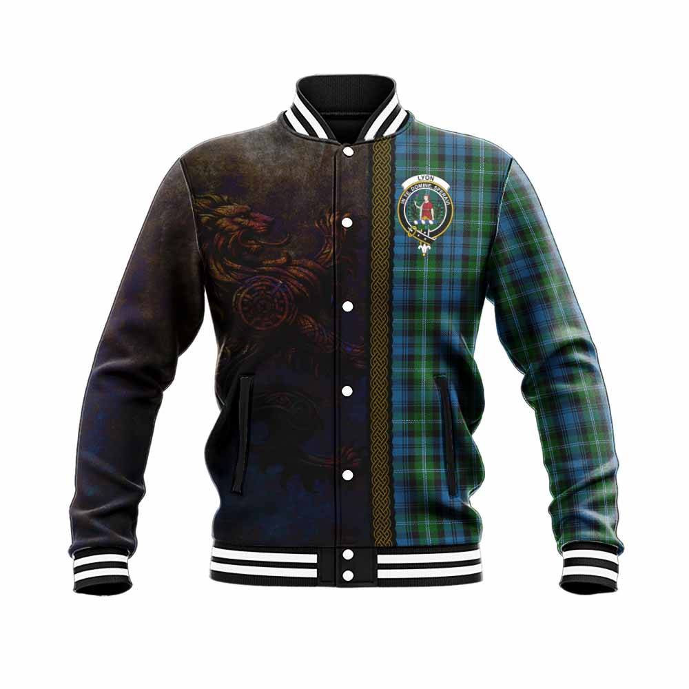 Lyon Tartan Family Crest Baseball Jacket Alba Gu Brath Be Brave Lion Ancient Style Unisex - Tartan Vibes Clothing