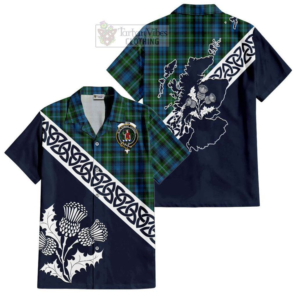 Lyon Tartan Hawaiian Shirt Featuring Thistle and Scotland Map Kid - Tartan Vibes Clothing