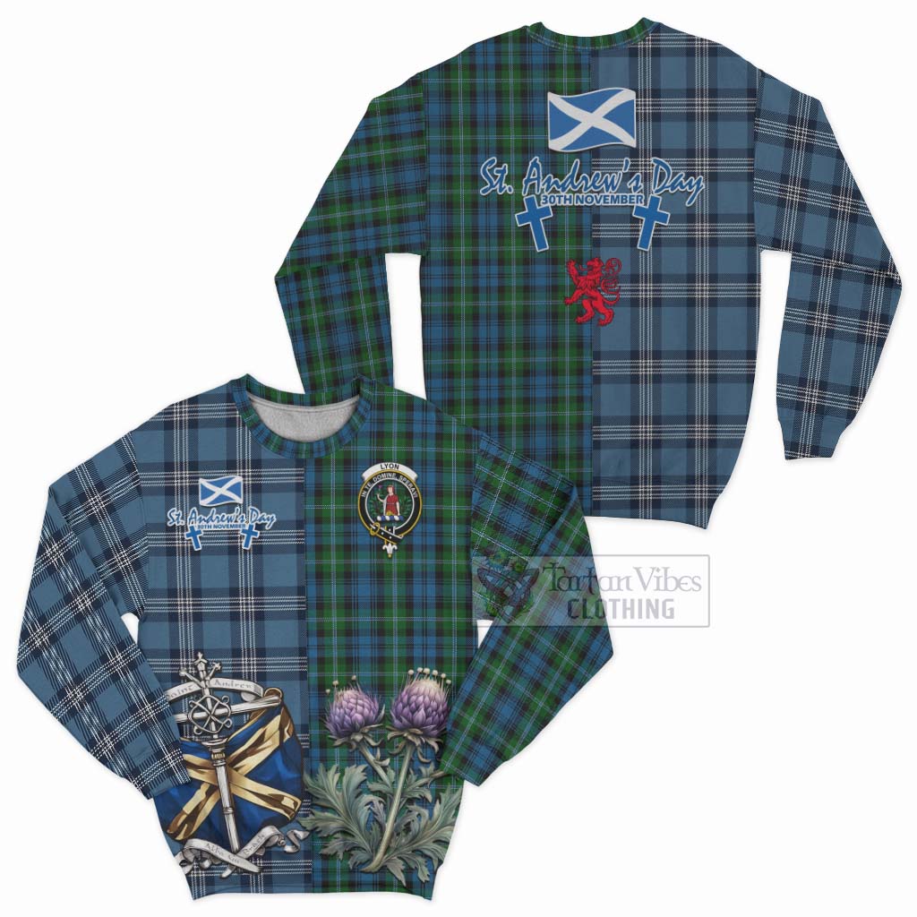 Lyon Tartan Sweatshirt Happy St. Andrew's Day Half Tartan Style Unisex - Tartan Vibes Clothing