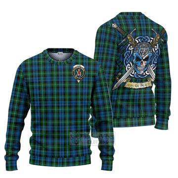 Lyon Tartan Ugly Sweater with Family Crest Celtic Skull Style Unisex - Tartan Vibes Clothing