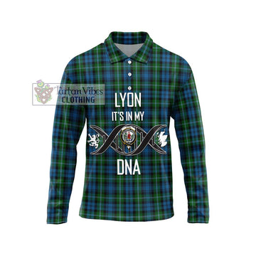 Lyon Tartan Long Sleeve Polo Shirt with Family Crest DNA In Me Style Unisex - Tartan Vibes Clothing