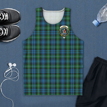 Lyon Tartan Mens Tank Top with Family Crest 5XL - Tartan Vibes Clothing