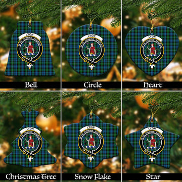 Lyon Tartan Christmas Ceramic Ornaments with Family Crest Ceramic - Tartan Vibes Clothing