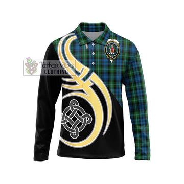 Lyon Tartan Long Sleeve Polo Shirt with Family Crest and Celtic Symbol Style Unisex - Tartan Vibes Clothing