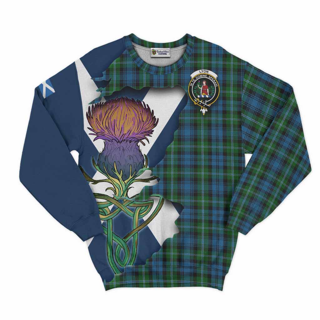 Tartan Vibes Clothing Lyon Tartan Family Crest Sweatshirt Scottish Thistle Celtic Inspired