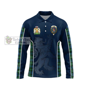 Lyon Tartan Long Sleeve Polo Shirt with Family Crest and Lion Rampant Vibes Sport Style Unisex - Tartan Vibes Clothing