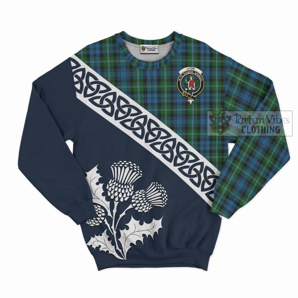 Lyon Tartan Sweatshirt Featuring Thistle and Scotland Map Unisex - Tartan Vibes Clothing