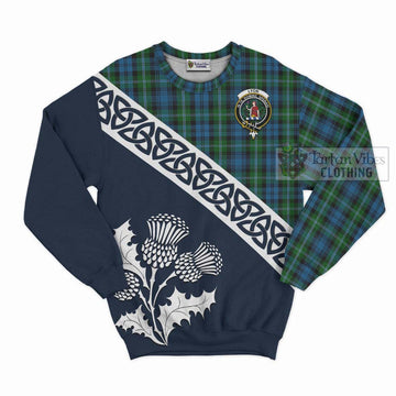 Lyon Tartan Sweatshirt Featuring Thistle and Scotland Map Unisex - Tartan Vibes Clothing