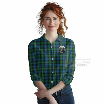 Lyon Tartan Women's Casual Shirt with Family Crest DNA In Me Style Female - Tartan Vibes Clothing