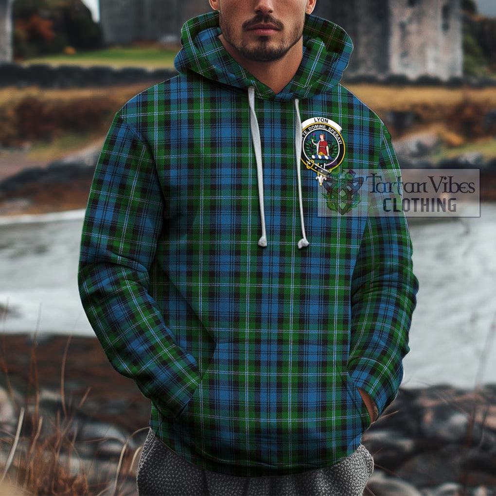 Lyon Tartan Cotton Hoodie with Family Crest Zip Hoodie - Tartan Vibes Clothing