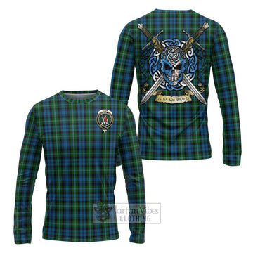 Lyon Tartan Long Sleeve T-Shirt with Family Crest Celtic Skull Style Unisex - Tartan Vibes Clothing