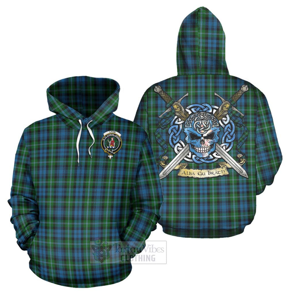 Lyon Tartan Hoodie with Family Crest Celtic Skull Style Zip Hoodie - Tartan Vibes Clothing