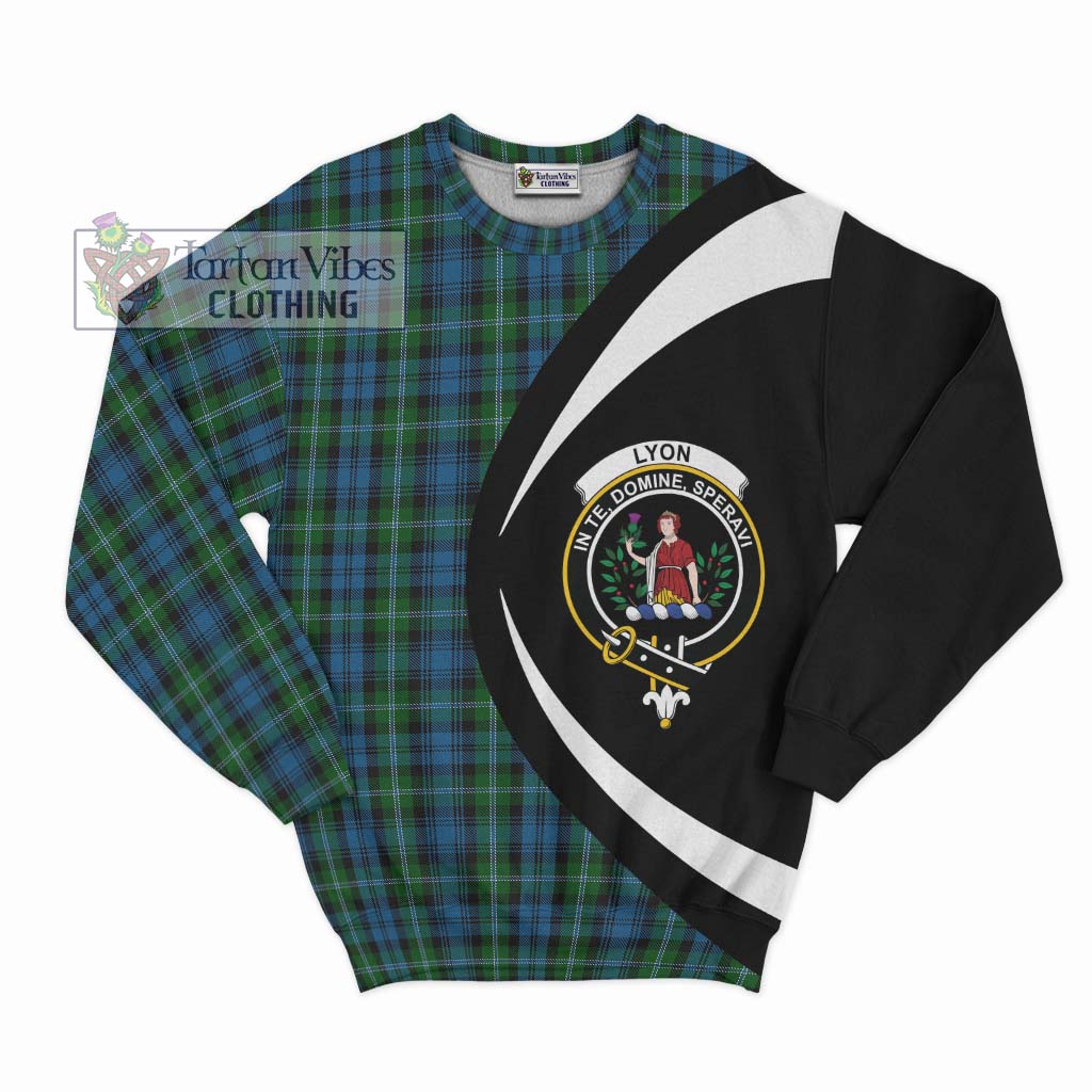 Lyon Tartan Sweatshirt with Family Crest Circle Style Unisex - Tartan Vibes Clothing