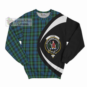 Lyon Tartan Sweatshirt with Family Crest Circle Style Unisex - Tartan Vibes Clothing