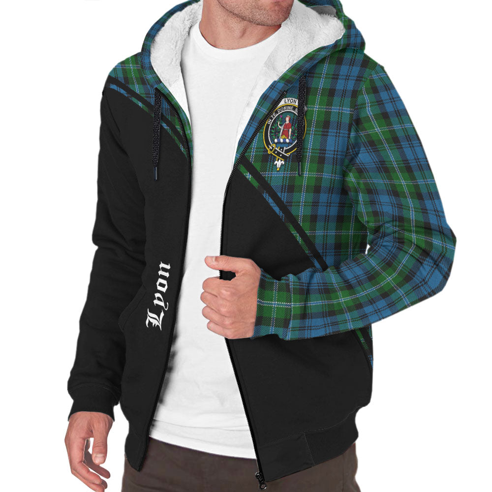 Lyon Tartan Sherpa Hoodie with Family Crest Curve Style Unisex - Tartan Vibes Clothing
