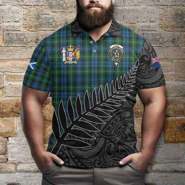Lyon Crest Tartan Polo Shirt with New Zealand Silver Fern Half Style Kid - Tartan Vibes Clothing
