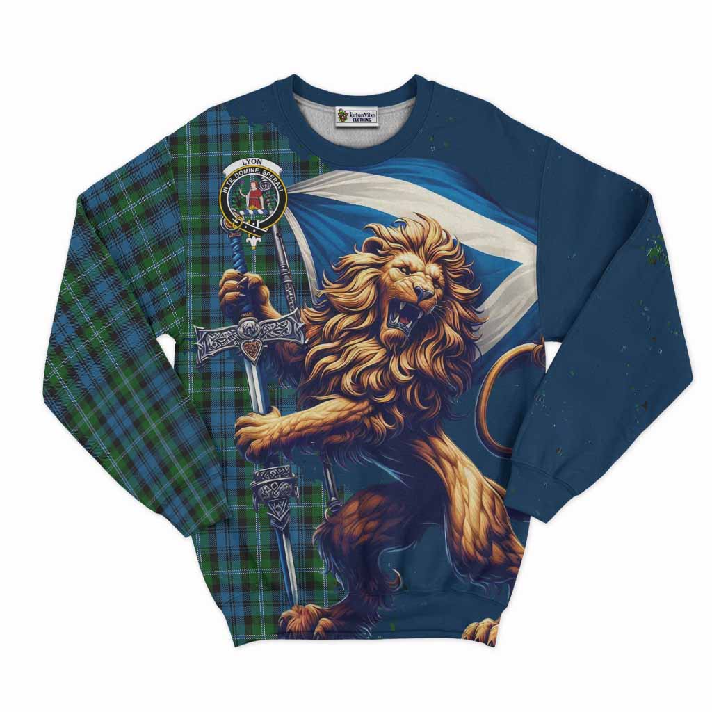 Lyon Tartan Family Crest Sweatshirt with Scottish Majestic Lion Unisex - Tartan Vibes Clothing