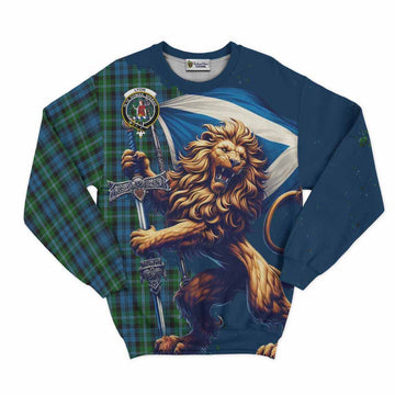 Lyon Tartan Family Crest Sweatshirt with Scottish Majestic Lion Unisex - Tartan Vibes Clothing