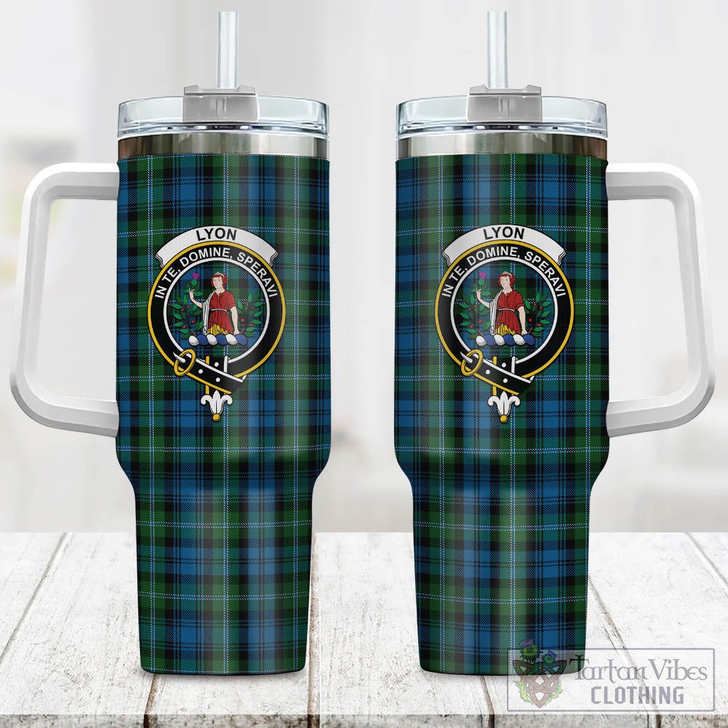 Lyon Tartan Tumbler with Handle with Family Crest One Size 40 OZ - Tartan Vibes Clothing