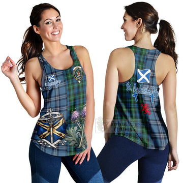 Lyon Tartan Women's Racerback Tanks Happy St. Andrew's Day Half Tartan Style 4XL - Tartan Vibes Clothing