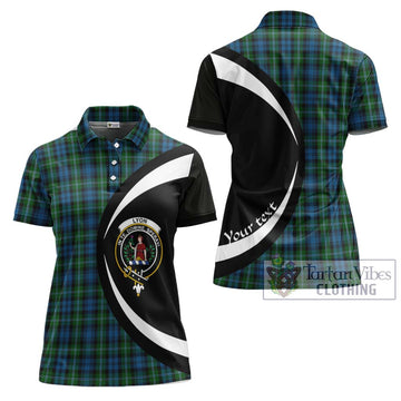 Lyon Tartan Women's Polo Shirt with Family Crest Circle Style Women - Tartan Vibes Clothing