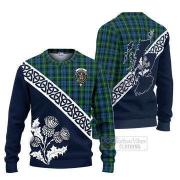 Lyon Tartan Ugly Sweater Featuring Thistle and Scotland Map Unisex - Tartan Vibes Clothing